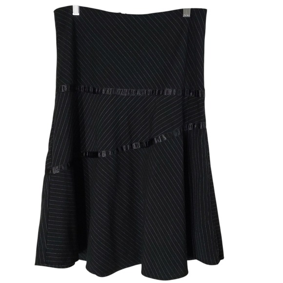 Wet Seal Skirt Black Striped Polyester Blend Zip Flares Trim Womens Size Small - Picture 1 of 7